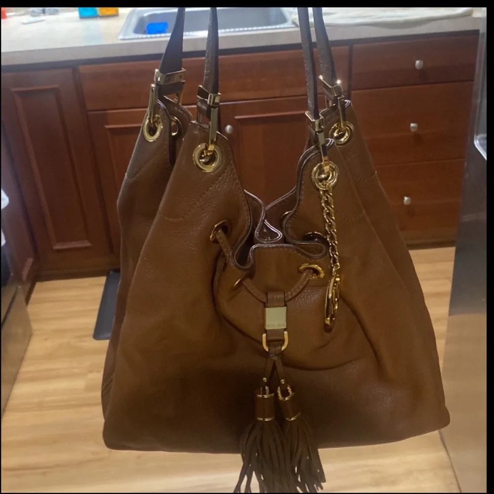 Michael Kors BROWN Shoulder Boho Bag. Skorpios Large Drawstring Shoulder Bag - Picture 2 of 12